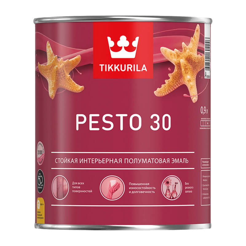 Краска алкидная Tikkurila Euro Pesto 30 С полуматовая (0,9 л)