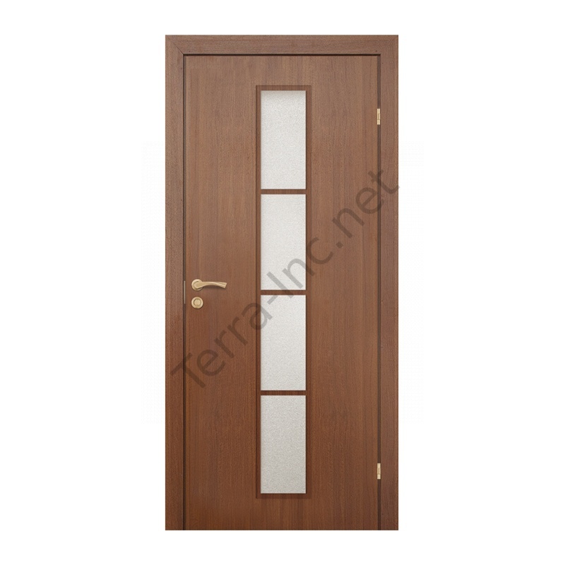 картинка Полотно дверное Olovi, со стеклом, орех, с/п, с/ф (L4 3D М9х21)